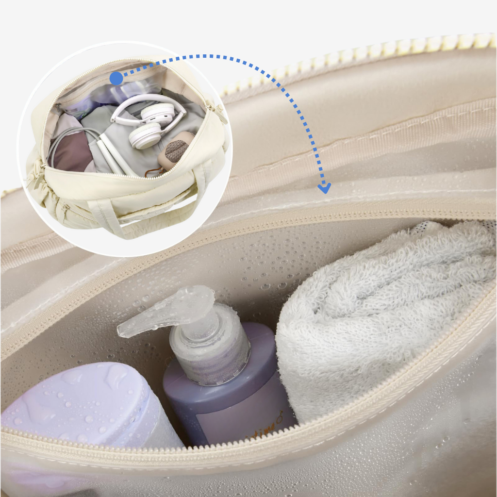 Sac bandoulière cabine glissé sous un siège d'avion