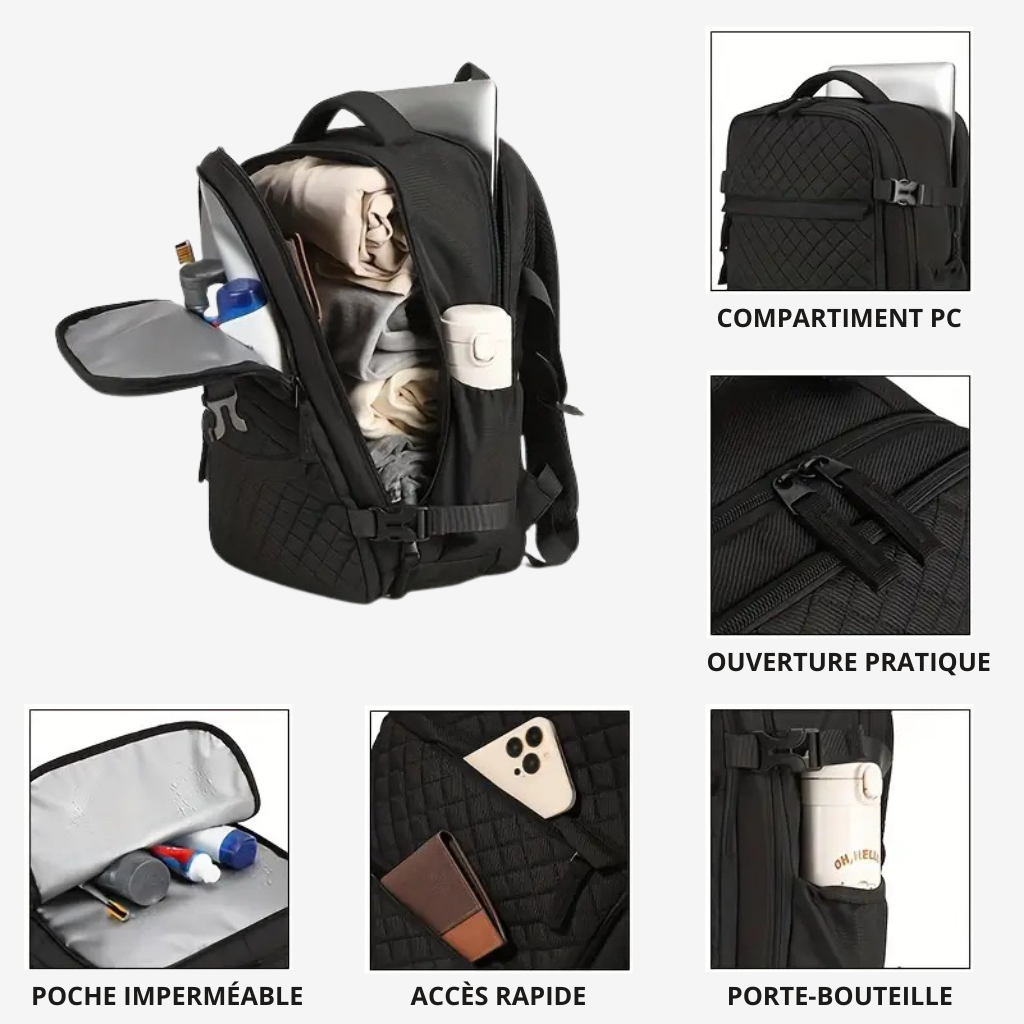 Rangements intérieurs du sac à dos cabine compact