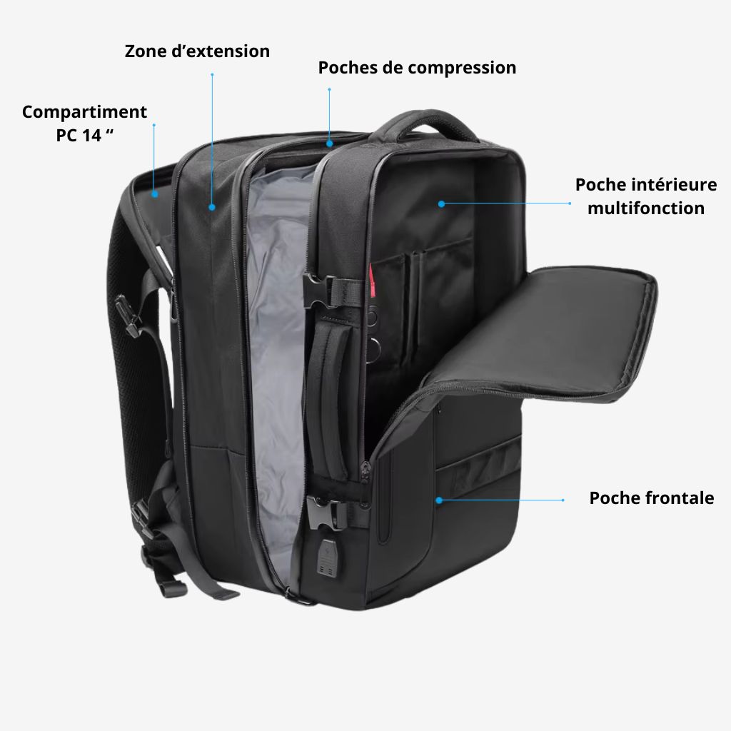 Compartiments intérieurs du sac à compression