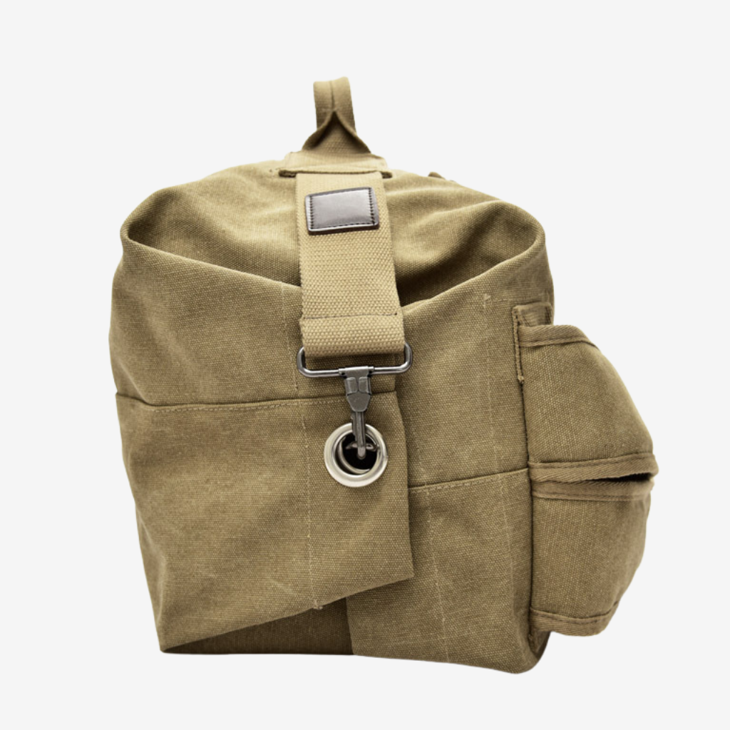Détail de la construction structurée du sac de voyage