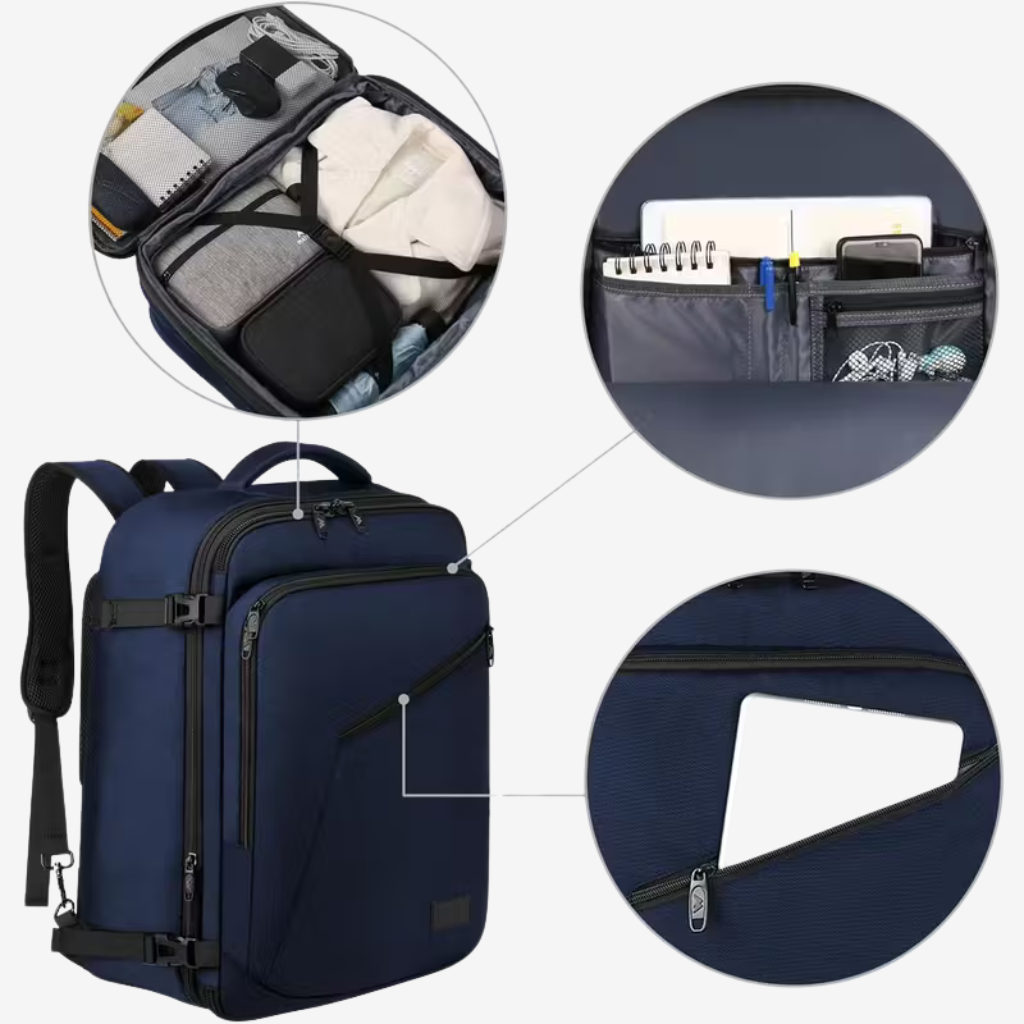 Bagage cabine extensible porté par un voyageur
