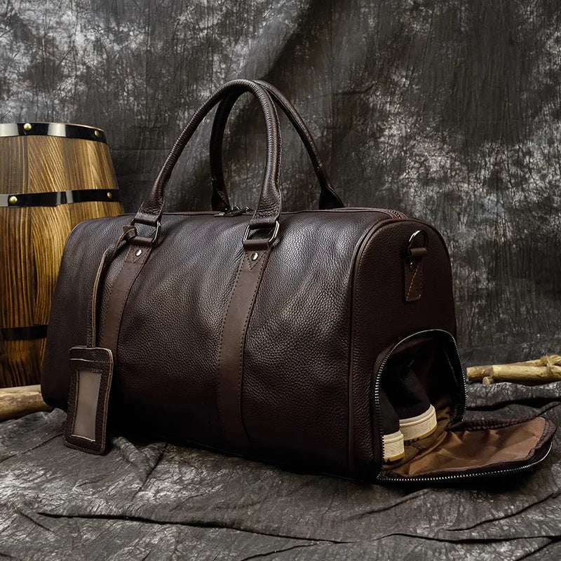 Sac de voyage en cuir véritable, vue de face