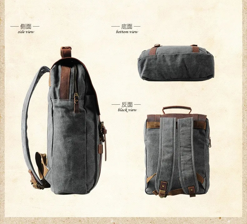 Compartiment principal ouvert du sac à dos en toile
