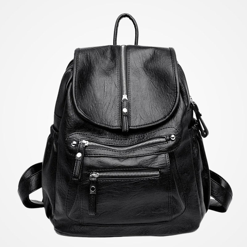 Détail du cuir souple du sac à dos femme