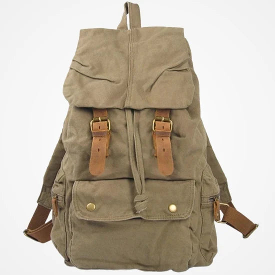 Sac à dos toile et cuir coloris marron