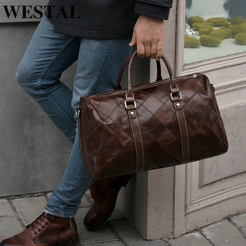 Détail du cuir de vache véritable du sac de voyage