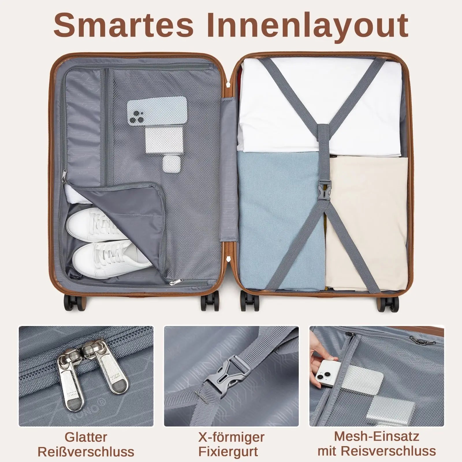 Détail des roues doubles multidirectionnelles de la valise