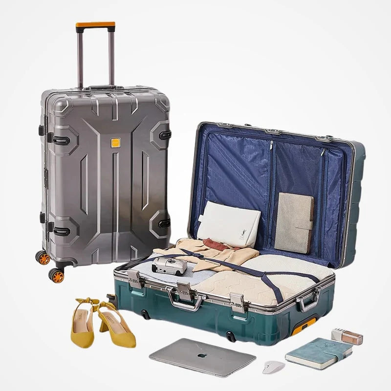 Détail du cadre en aluminium de la valise soute