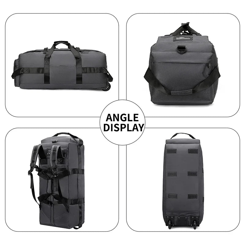 Vue de profil du grand sac à roulettes