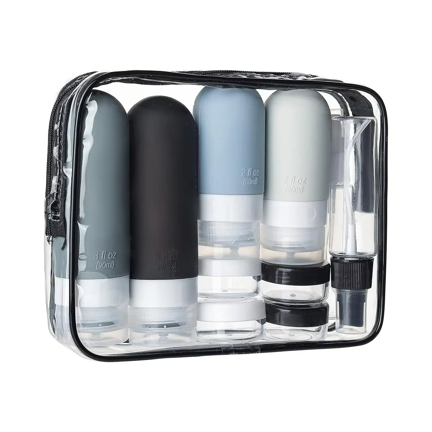 Flacons de voyage en silicone prêts pour le bagage cabine