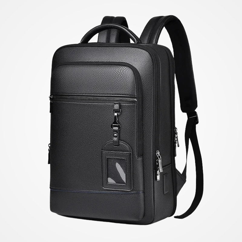 Détail du cuir PU du sac à dos noir