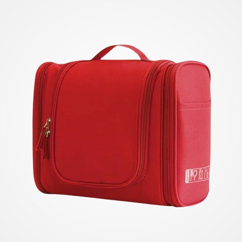 Trousse de toilette à suspendre présentée en plusieurs coloris