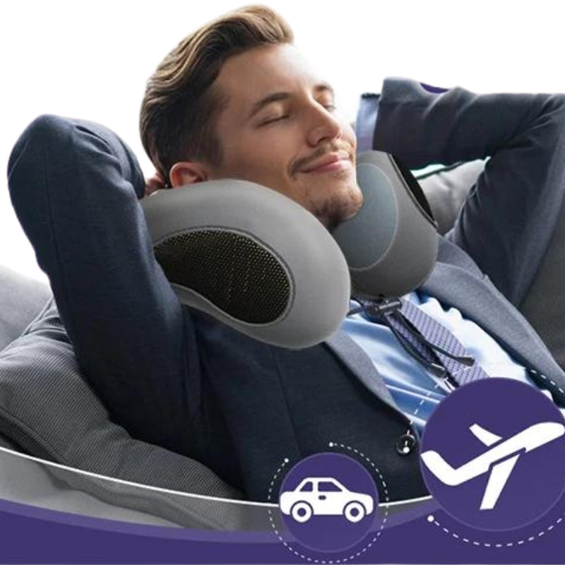 Coussin de nuque porté pendant un trajet