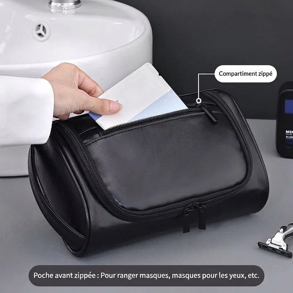 Quai — Trousse de Toilette en Cuir Grande Capacité, compartiments intérieurs