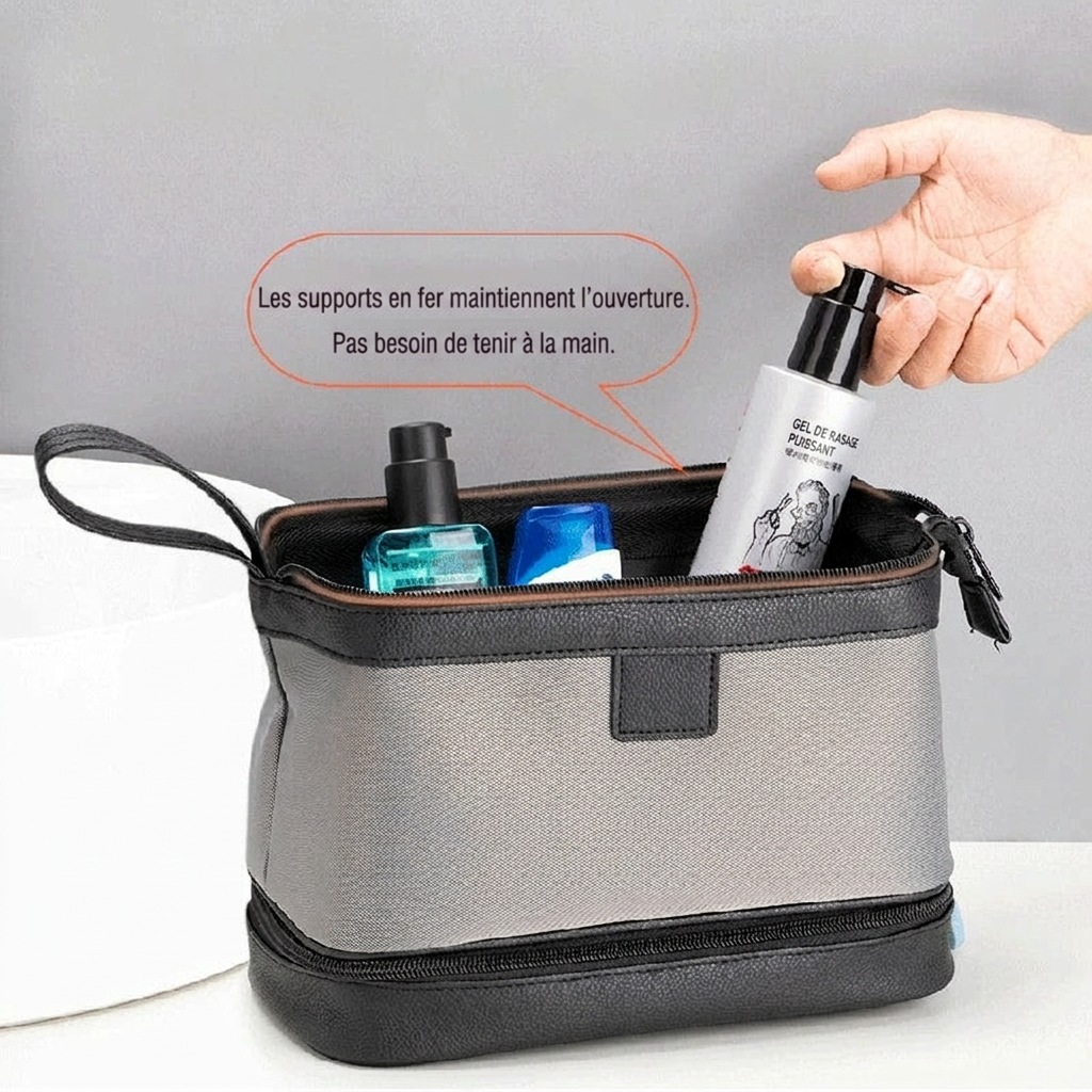Version double compartiment de la trousse de toilette