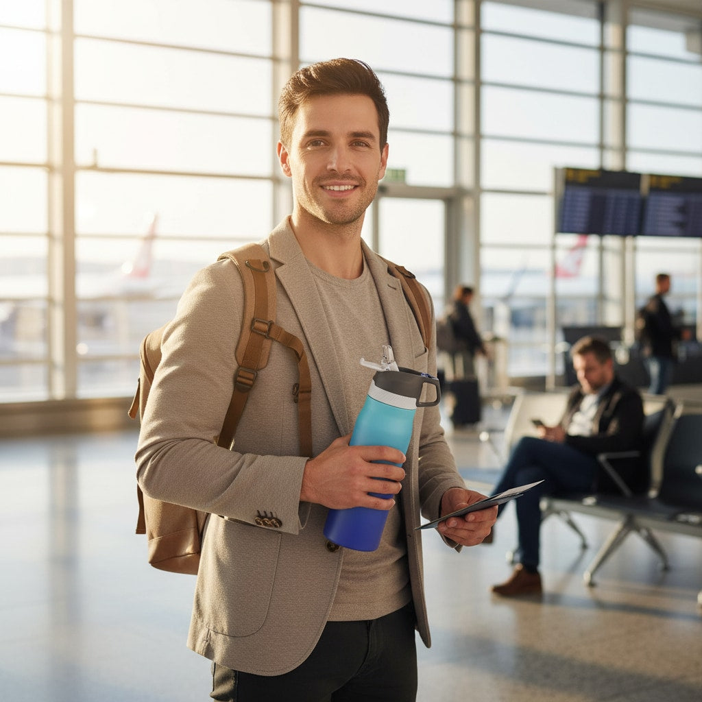 Boréal — Gourde Isotherme avec Paille en situation de voyage