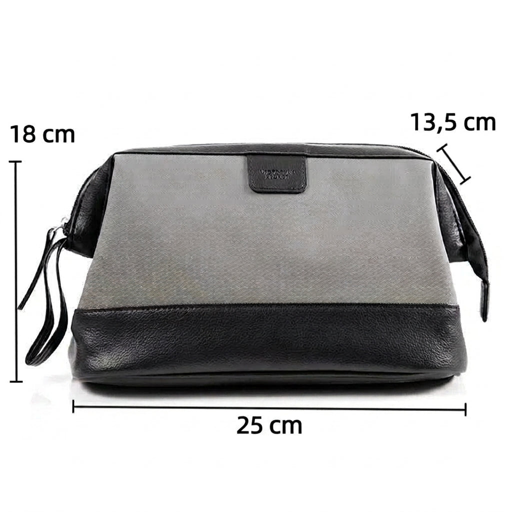 Trousse de toilette étanche ouverte avec produits rangés