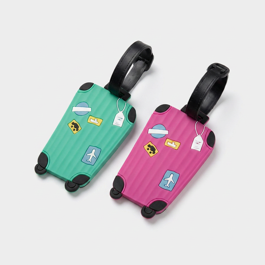 Étiquettes de bagage en silicone avec motifs dessins animés