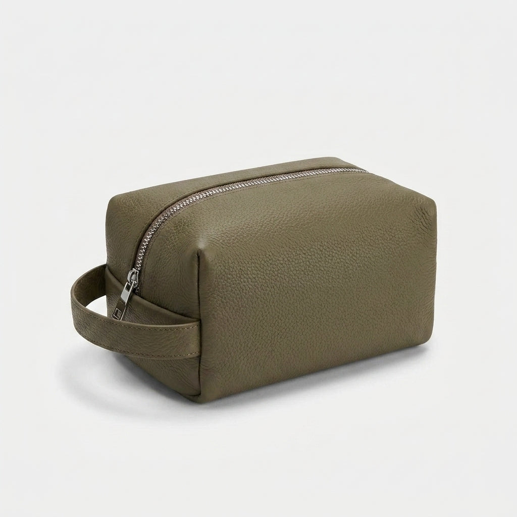 Trousse de toilette en cuir de vachette 19x8x13 cm