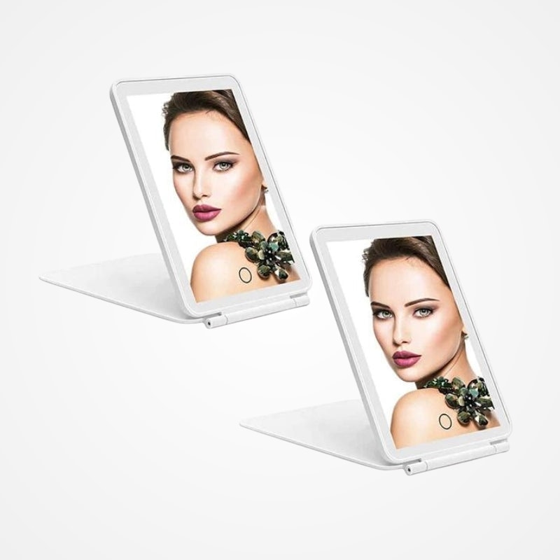 Miroir de maquillage LED portable allumé