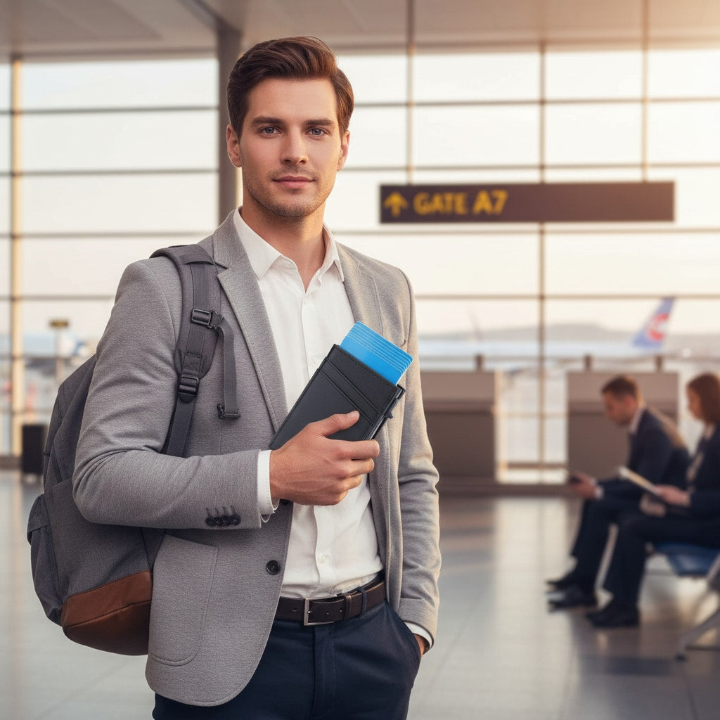 Porte-cartes en simili cuir utilisé en voyage
