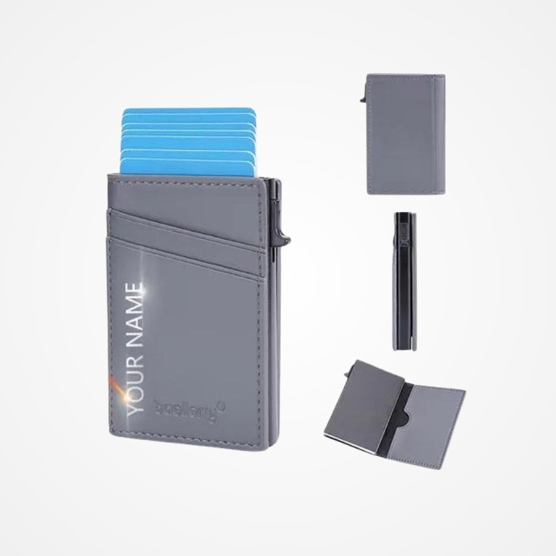 Détail des coutures du porte-cartes en simili cuir