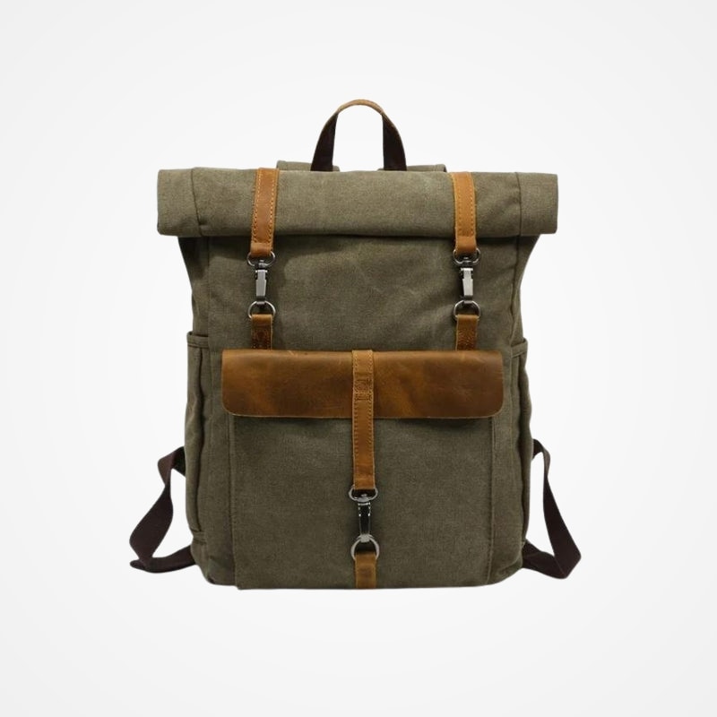 Sac à dos en toile et cuir style vintage vue principale