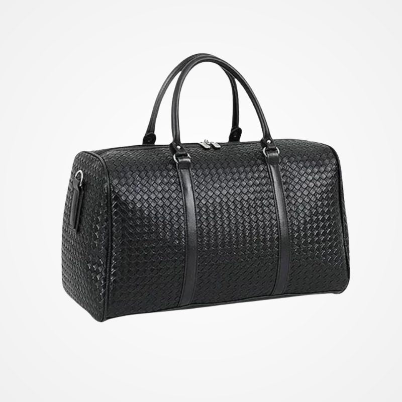 Sac de voyage week-end en simili cuir noir, vue de face