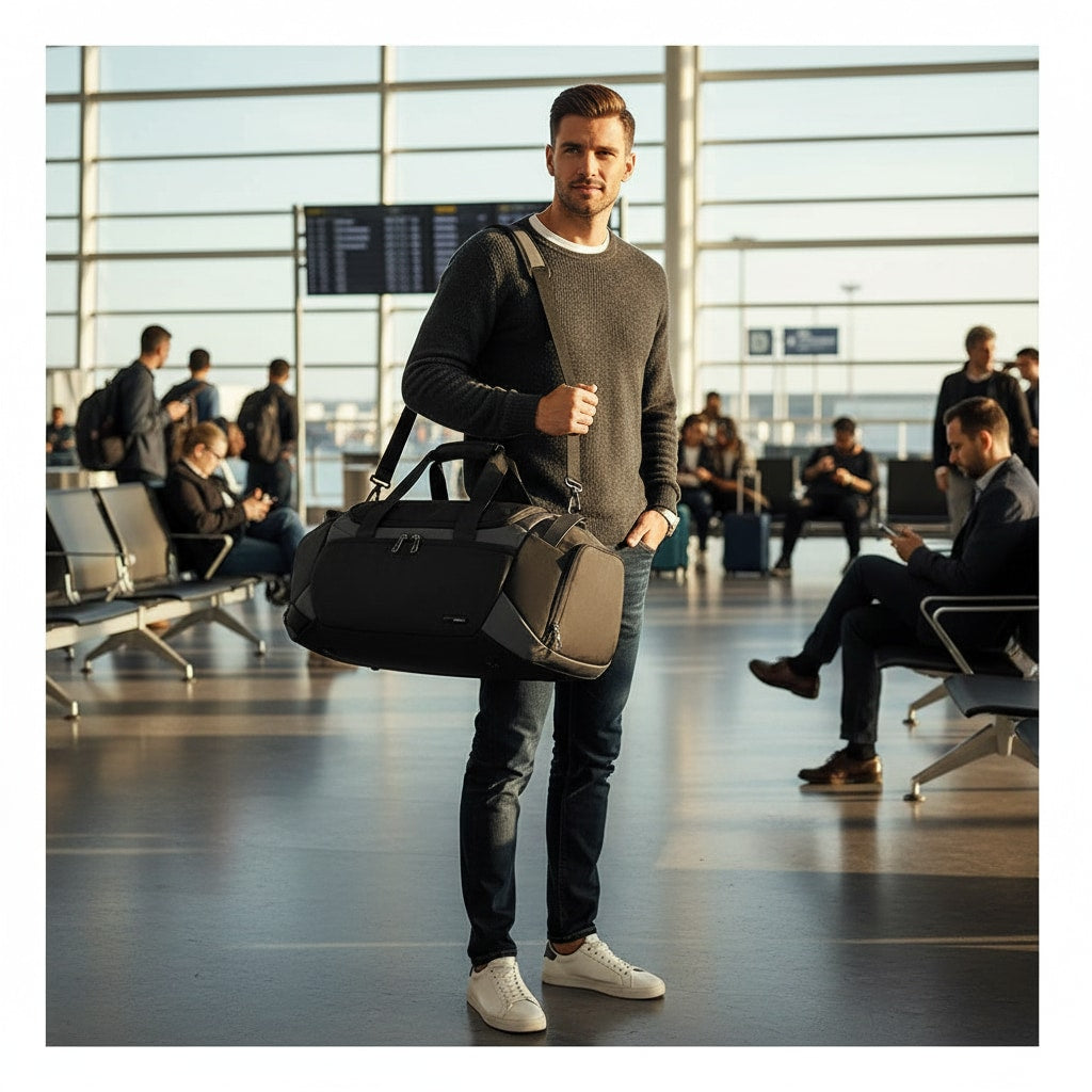 Sac de voyage sport porté en déplacement