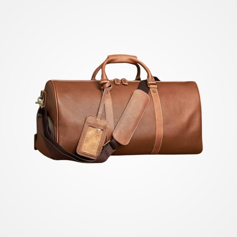 Sac de voyage en cuir noir et marron