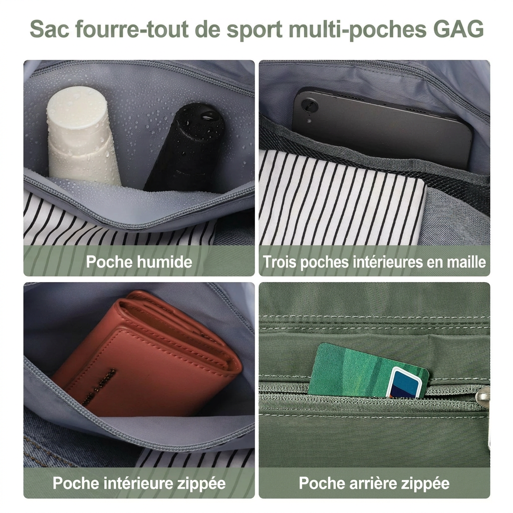 Détails des poches du sac de voyage cabine