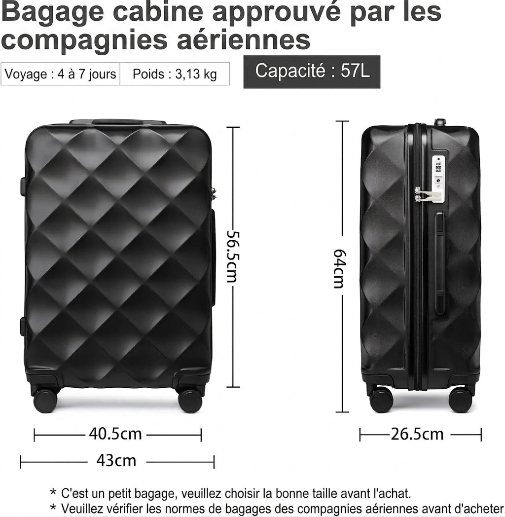 Intérieur et compartiments de la valise rigide
