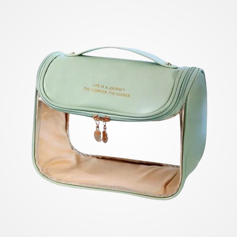 Trousse de toilette transparente en situation de voyage