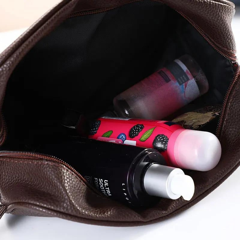 Trousse de toilette simili cuir coloris bleu