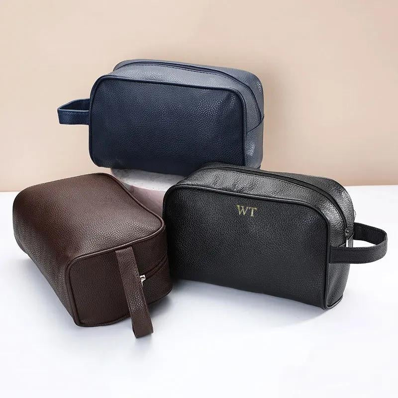 Trousse de toilette simili cuir coloris marron