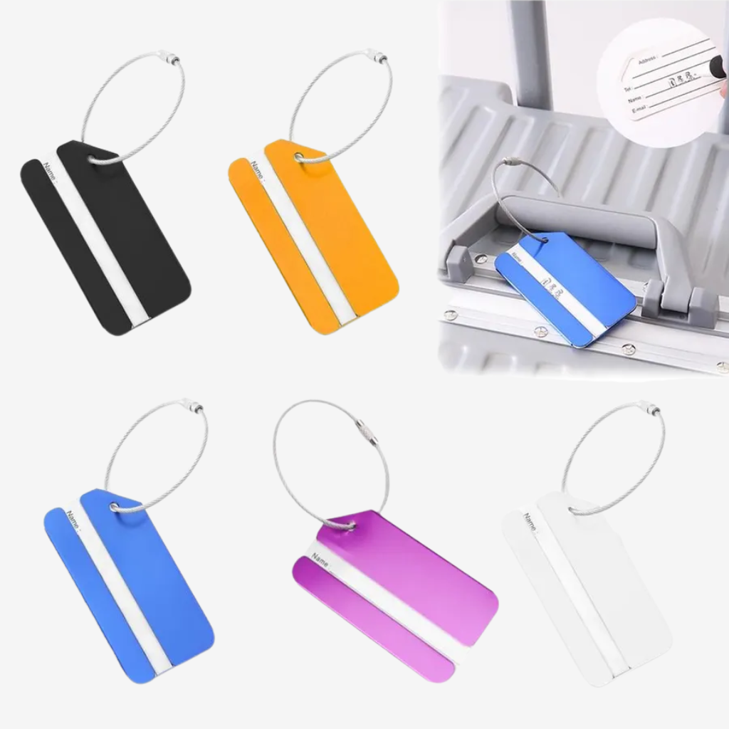 Cyclade — Étiquette de Bagage en Métal, finitions disponibles