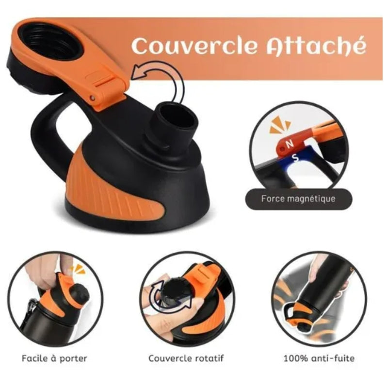 Bouteille isotherme en inox tenue en main