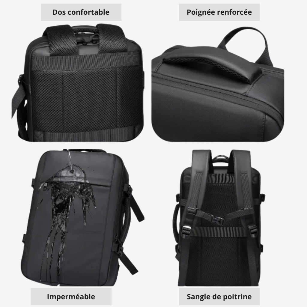 Organisation intérieure du sac à dos professionnel