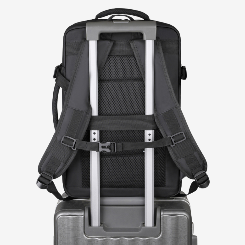 Sac à dos cabine placé sous un siège d'avion