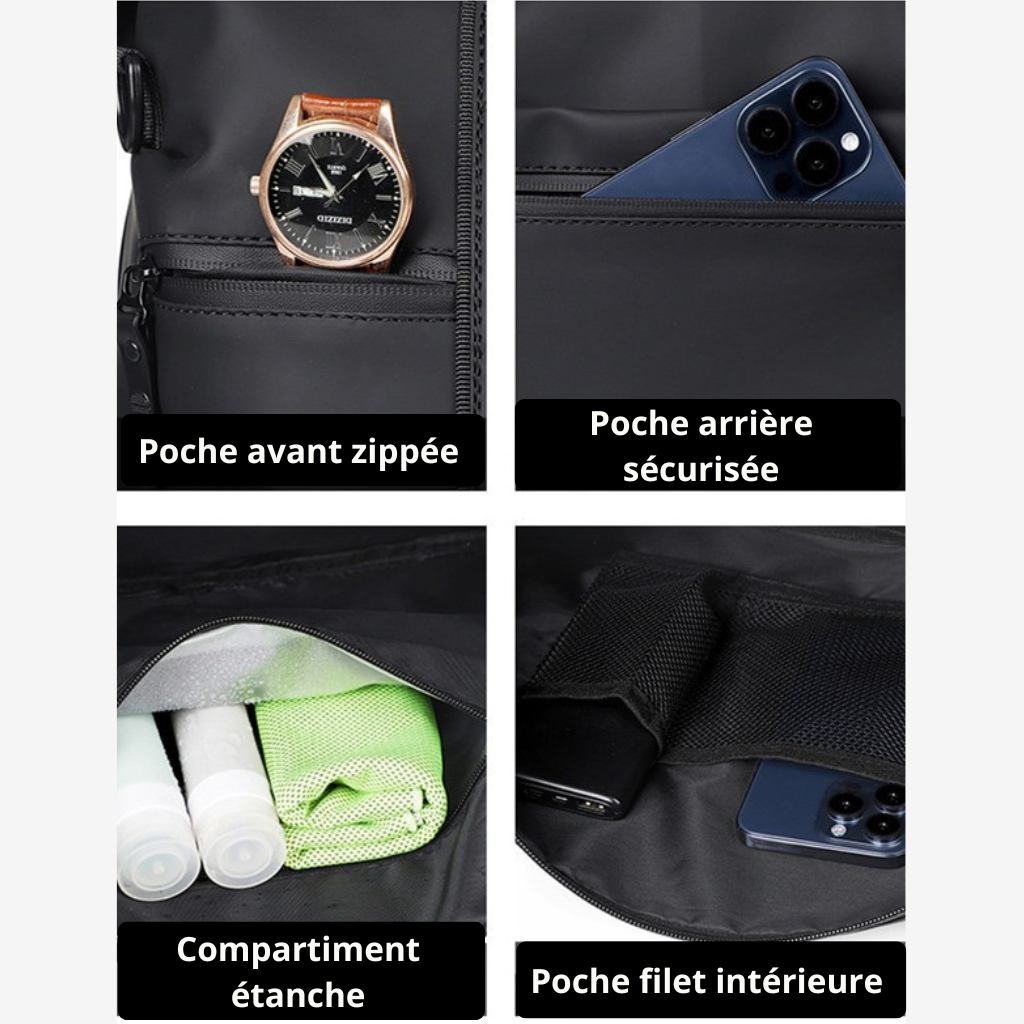 Détail des finitions du sac cabine 28 litres