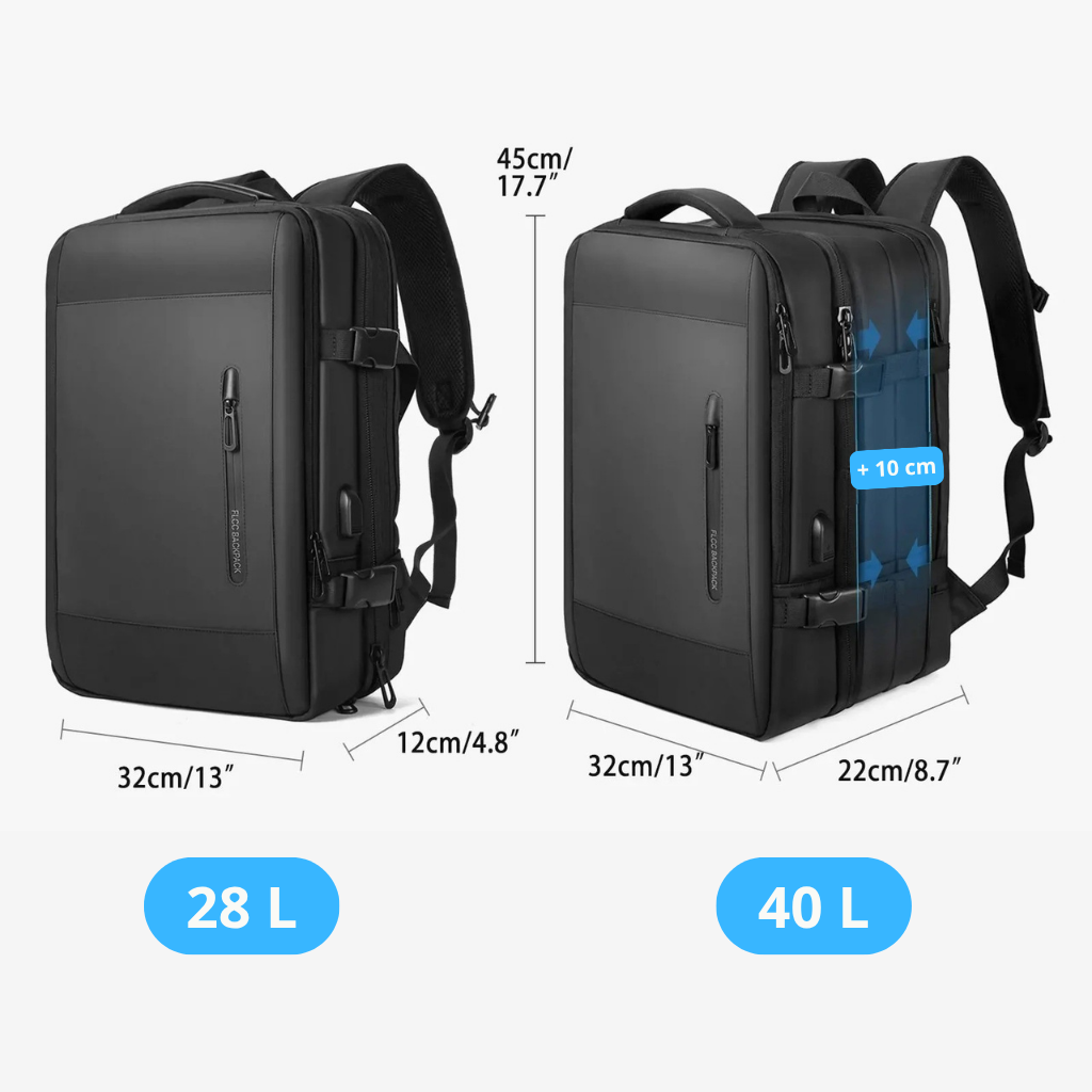 Sac à dos cabine en configuration étendue