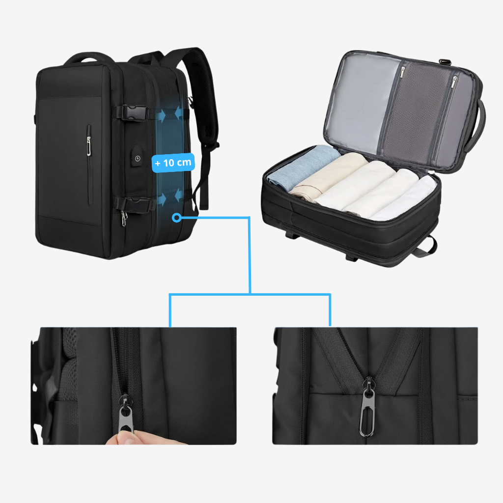 Compartiments intérieurs du sac à dos extensible