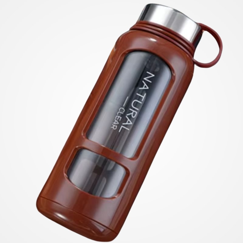 Gourde en verre borosilicate avec housse de protection