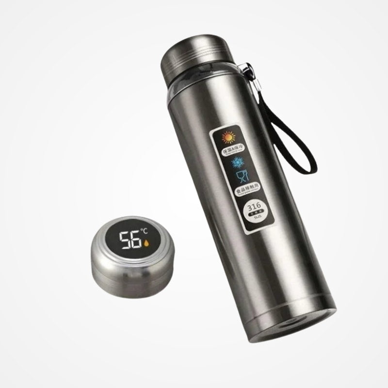 Bouteille isotherme en acier inoxydable avec affichage LED de température