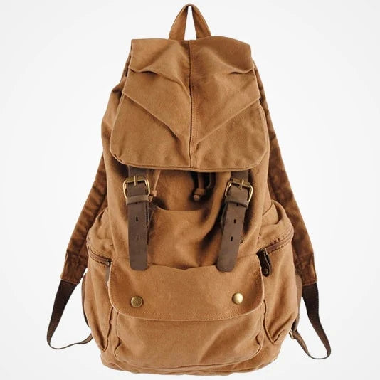 Sac à dos toile et cuir coloris vert