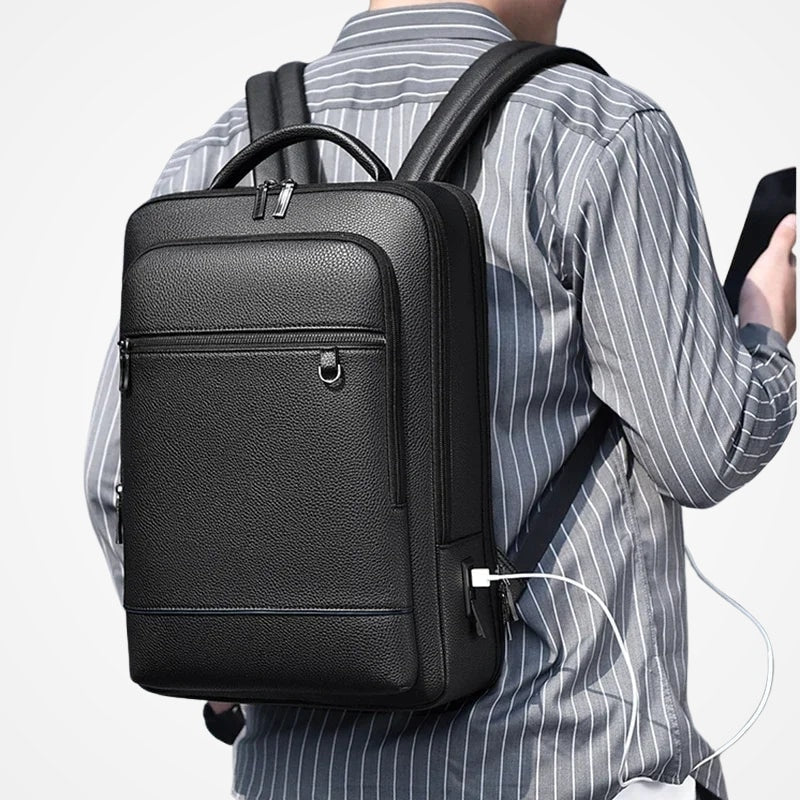 Sac à dos en cuir PU avec compartiment ordinateur, vue principale