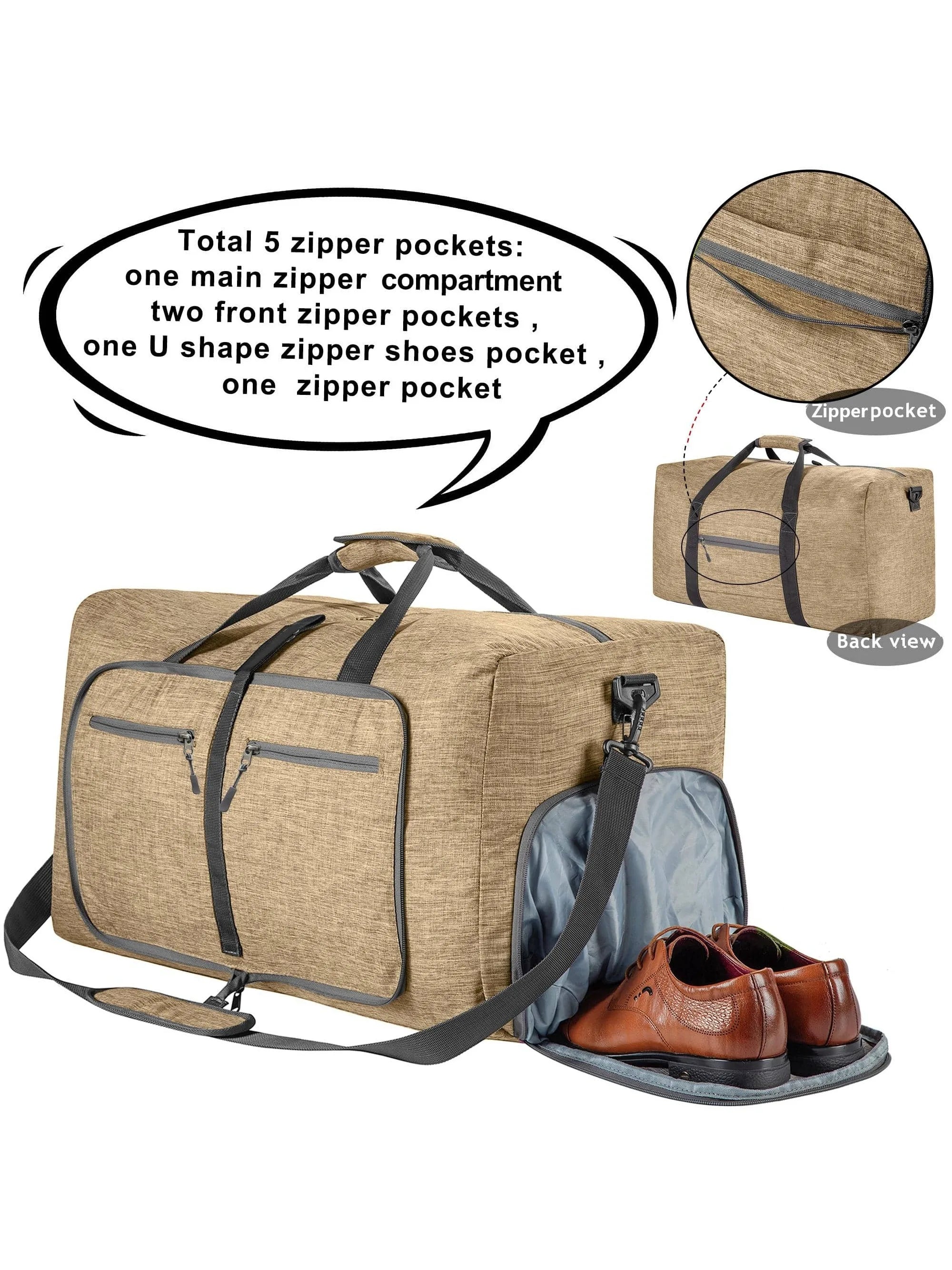 Détail de la bandoulière du sac de voyage