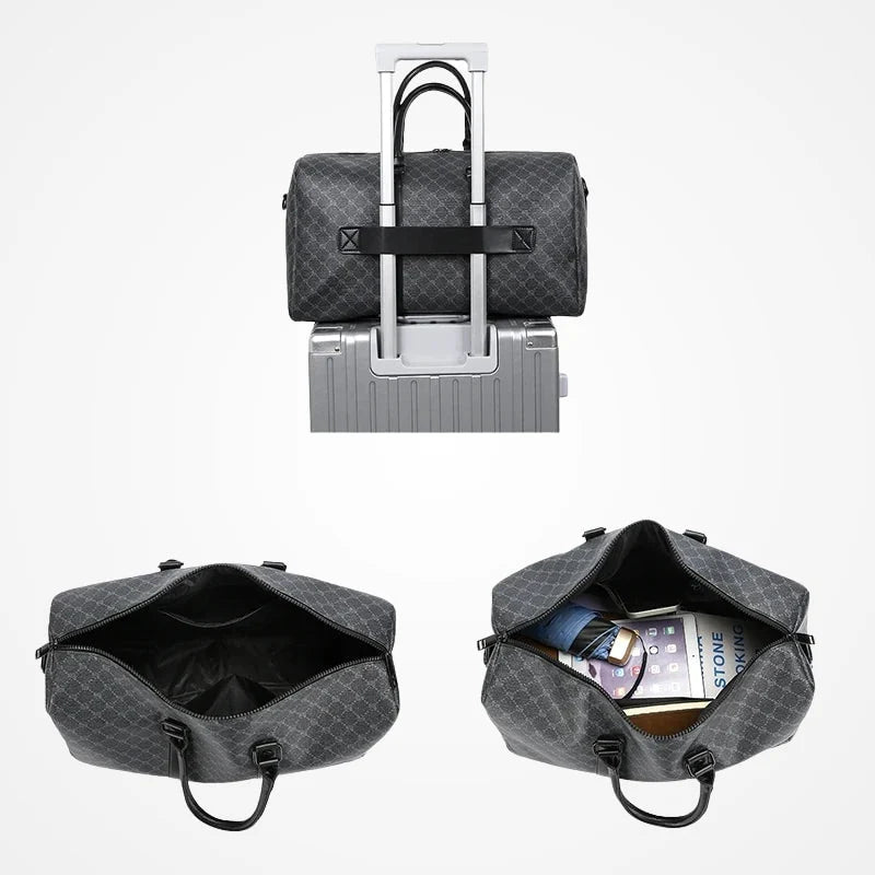 Poches du sac de voyage week-end en cuir PU