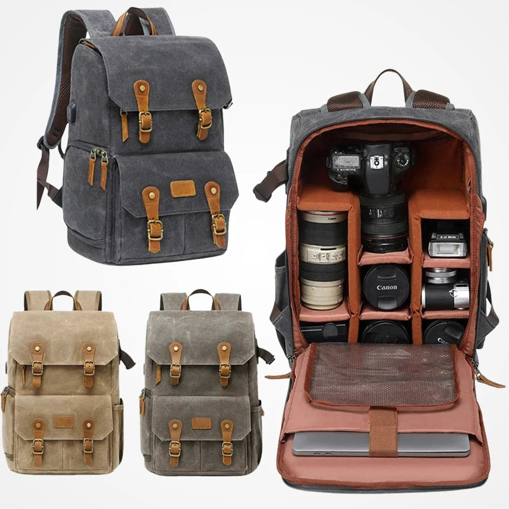 Sac à dos photo de randonnée en toile imperméable