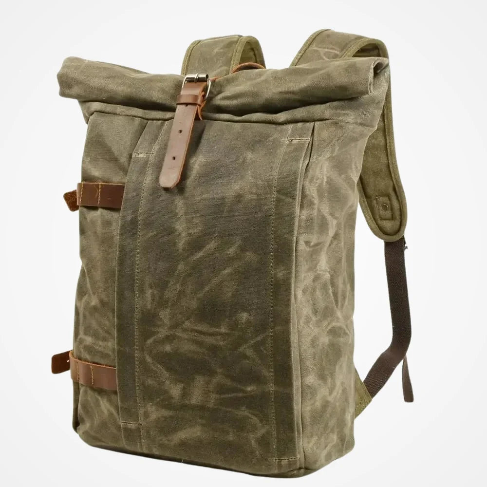 Sac à dos roll-top en toile style vintage
